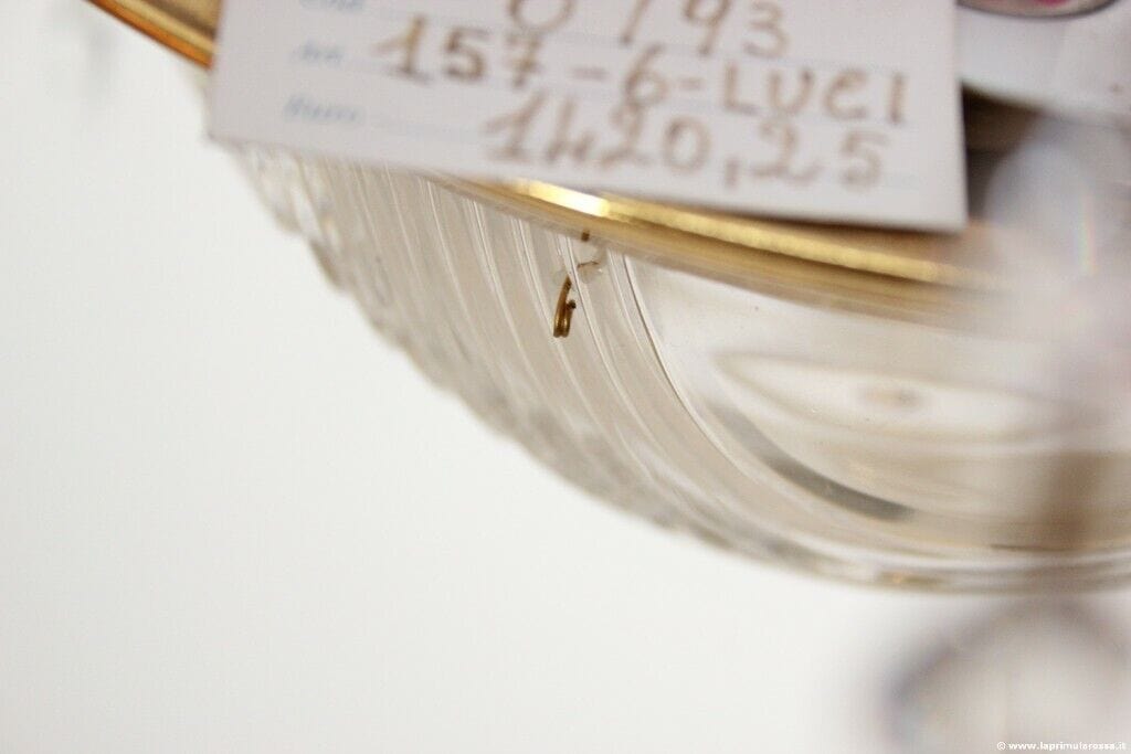 LAMPADARIO VINTAGE A SEI BRACCI IN VETRO MURANO MADE IN ITALY CHANDELIER Lampade Appliques