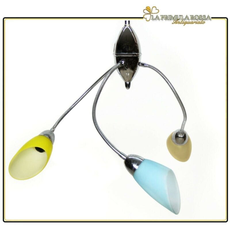 Lampadario vintage anni 70 stile stilnovo flessibile in vetro colorato lampada Lampade Appliques
