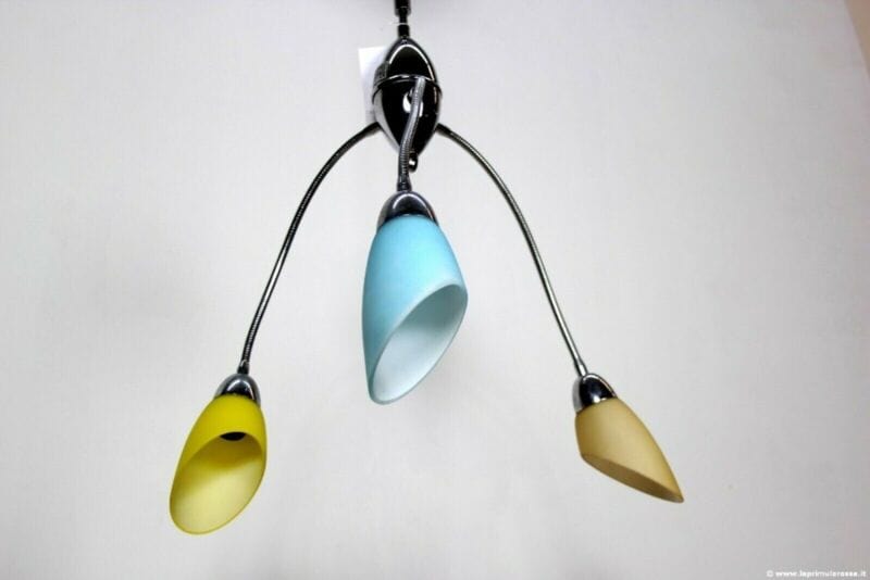 Lampadario vintage anni 70 stile stilnovo flessibile in vetro colorato lampada Lampade Appliques