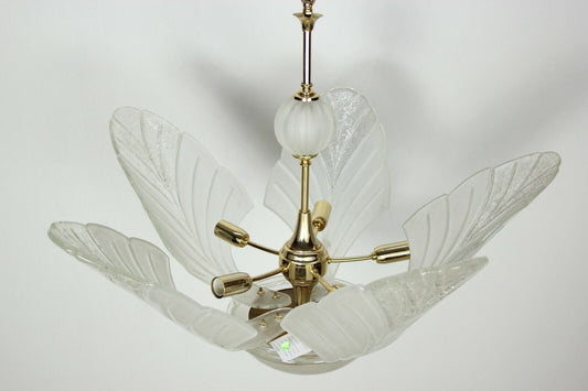 LAMPADARIO VINTAGE CON GRANDI FOGLIE IN VETRO DI MURANO - LAMPADA A SOSPENSIONE Lampade Appliques