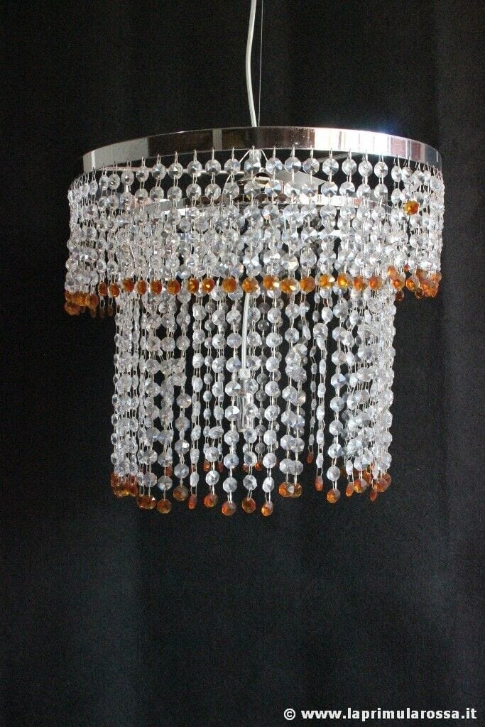 LAMPADARIO VINTAGE CON STRUTTURA CROMATA E CRISTALLI SWAROVSKI LAMPADA RETRO' Lampade Appliques