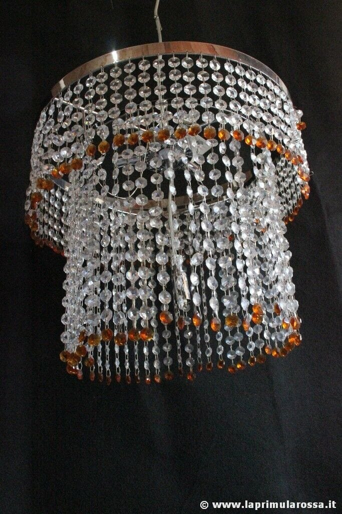 LAMPADARIO VINTAGE CON STRUTTURA CROMATA E CRISTALLI SWAROVSKI LAMPADA RETRO' Lampade Appliques