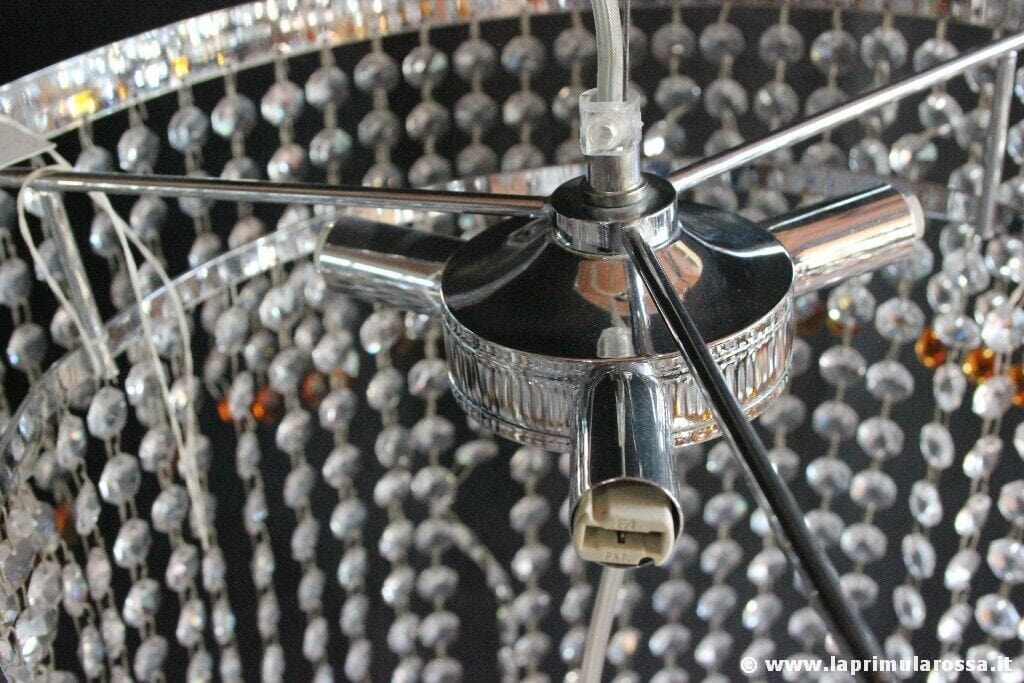 LAMPADARIO VINTAGE CON STRUTTURA CROMATA E CRISTALLI SWAROVSKI LAMPADA RETRO' Lampade Appliques