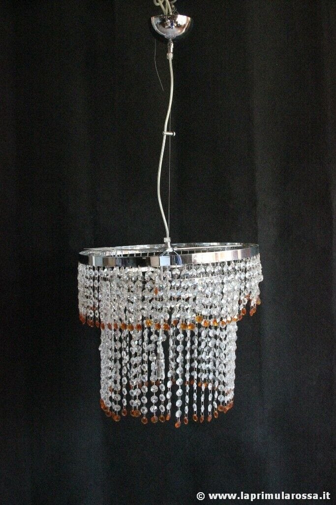LAMPADARIO VINTAGE CON STRUTTURA CROMATA E CRISTALLI SWAROVSKI LAMPADA RETRO' Lampade Appliques