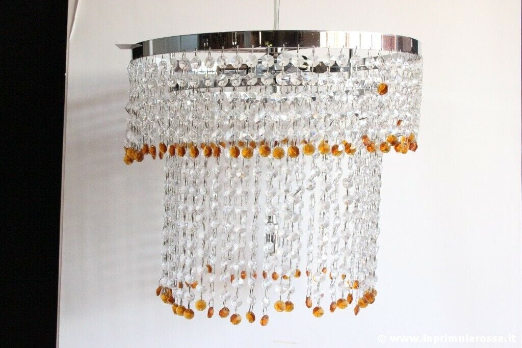 LAMPADARIO VINTAGE CON STRUTTURA CROMATA E CRISTALLI SWAROVSKI LAMPADA RETRO' Lampade Appliques