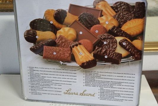 LAURA SECORD BISCUIT ASSORTMENT SCATOLA D'EPOCA IN LATTA / VINTAGE TIN BOX Pubblicità vintage