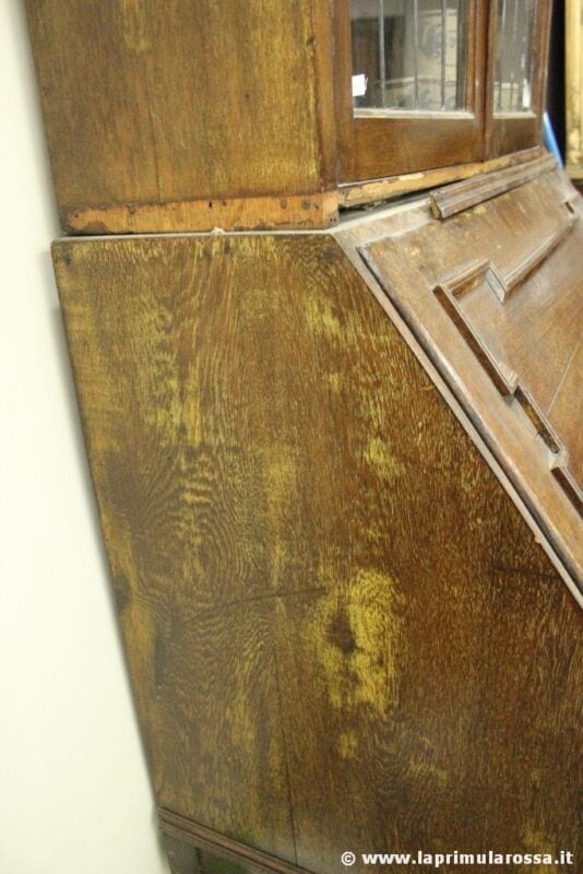 Libreria bookcase antica in rovere con ribalta credenza inglese liberty vetrina Arredamento