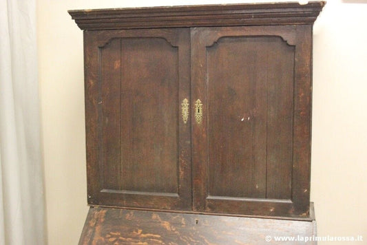 LIBRERIA CON RIBALTA ANTICA IN LEGNO DI ROVERE '700 ANTIQUE OAK BUREAU BOOKCASE Arredamento