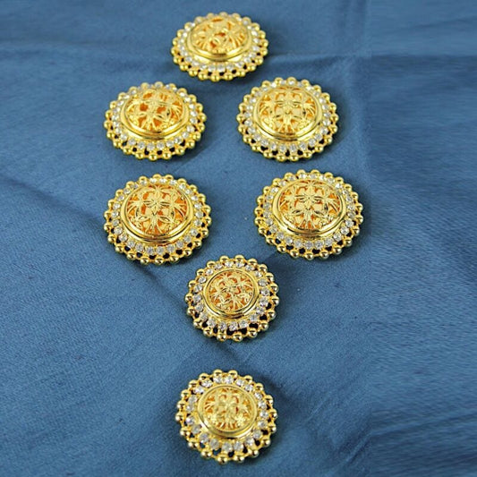 Lotto di Bottoni gioiello vintage colore oro rotondi con strass incastonati Bigiotteria & Accessori