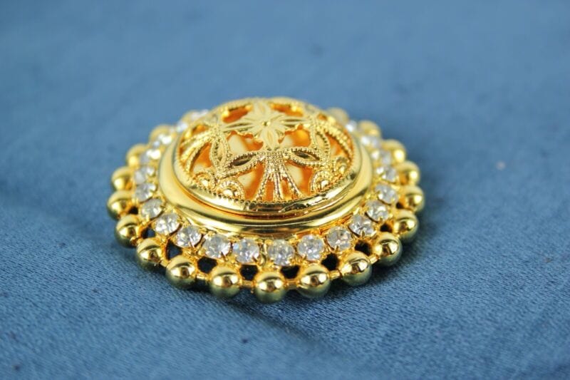 Lotto di Bottoni gioiello vintage colore oro rotondi con strass incastonati Bigiotteria & Accessori