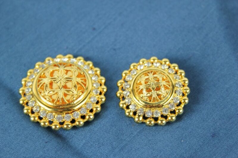 Lotto di Bottoni gioiello vintage colore oro rotondi con strass incastonati Bigiotteria & Accessori