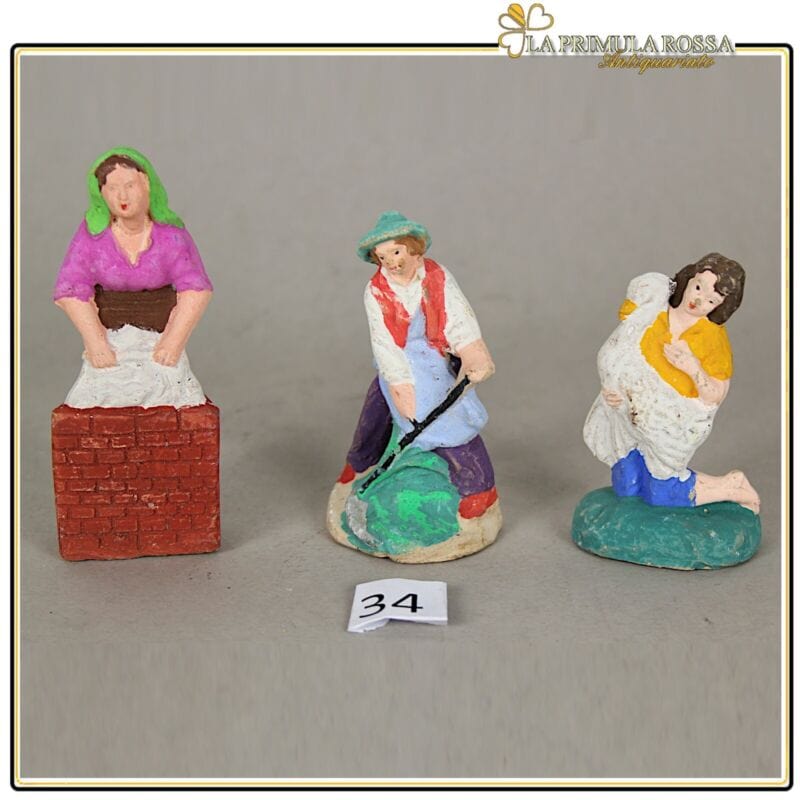LOTTO STATUINE PRESEPE PRESEPIO ANTICHE IN TERRACOTTA VINTAGE VECCHIE ANNI 50 . Ceramiche e Porcellane