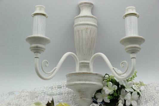 MALTINTI RENZO APPLIQUE SHABBY VINTAGE IN LEGNO LAMPADA DA PARETE RETRò A 2 LUCI Lampade Appliques