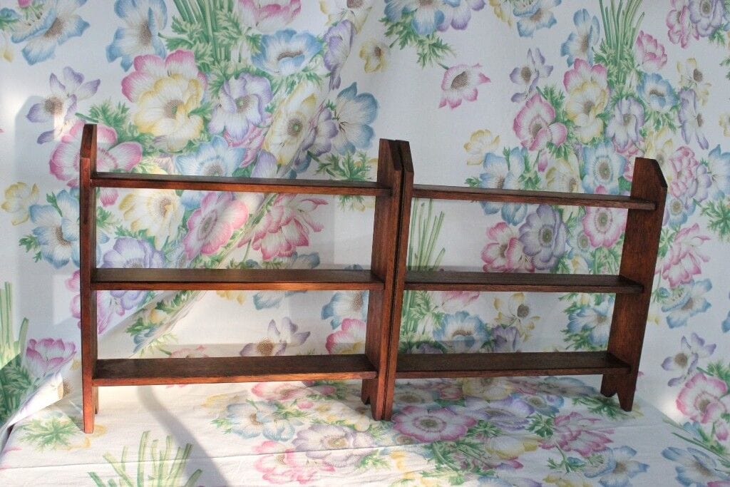 MENSOLA A PARETE TRE RIPIANI L CM 33 MENSOLINA IN LEGNO MASSELLO WOODEN SHELF Complementi d'arredo