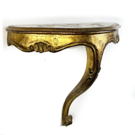 Mensola consolle antica in legno oro dorato stile Luigi XV da a muro sospensione Complementi d'arredo