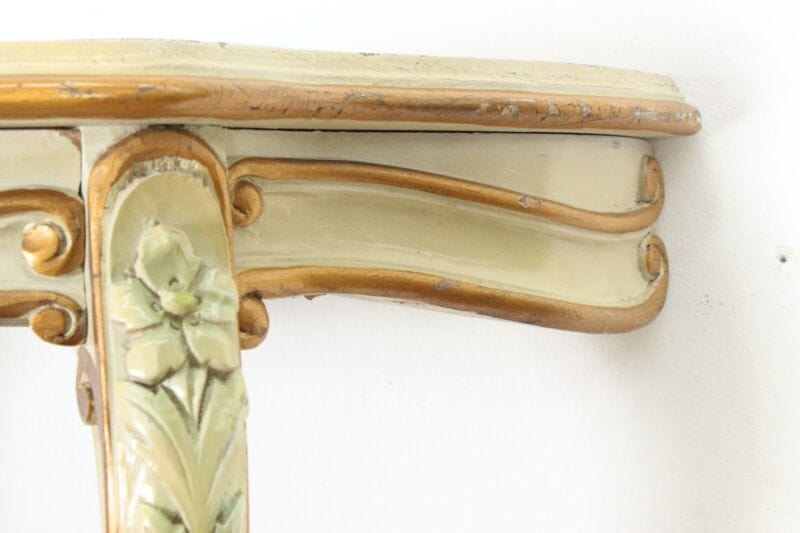 Mensola consolle antica in legno stile barocco con cassetto a goccia dipinta Complementi d'arredo