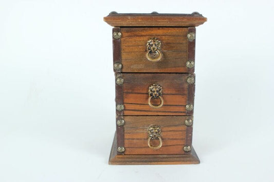 Mobile antico in miniatura cassettone portagioie legno con cassetti stile Comò Giocattoli vintage