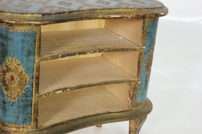 Mobile antico in miniatura comò stile fiorentino portagioie legno con cassetto Giocattoli vintage