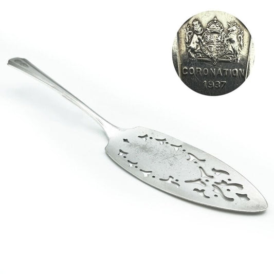Paletta dolce in argento silverplate Inglese Re Giorgio Regina Elisabetta 1937 Sheffield & Argento