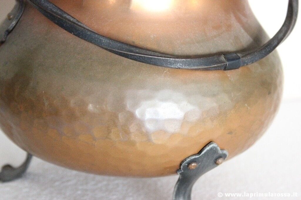 PENTOLA D'EPOCA IN RAME E FERRO SOUVENIR SVIZZERA VINTAGE SWISS COPPER KETTLE Ottone