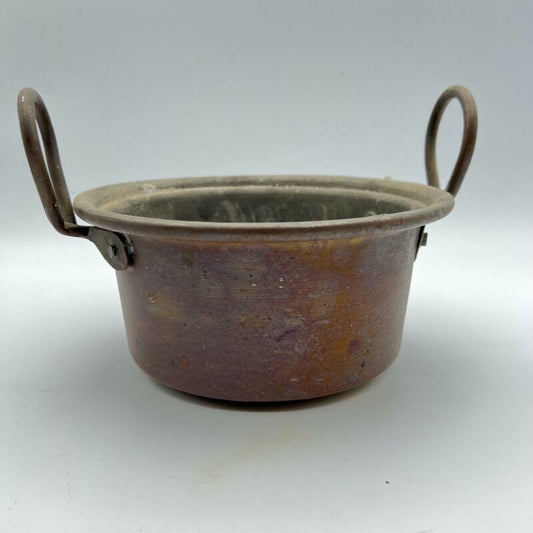 Pentola in rame antica con manici vecchio Paiolo Casseruola catino d'epoca di Ottone