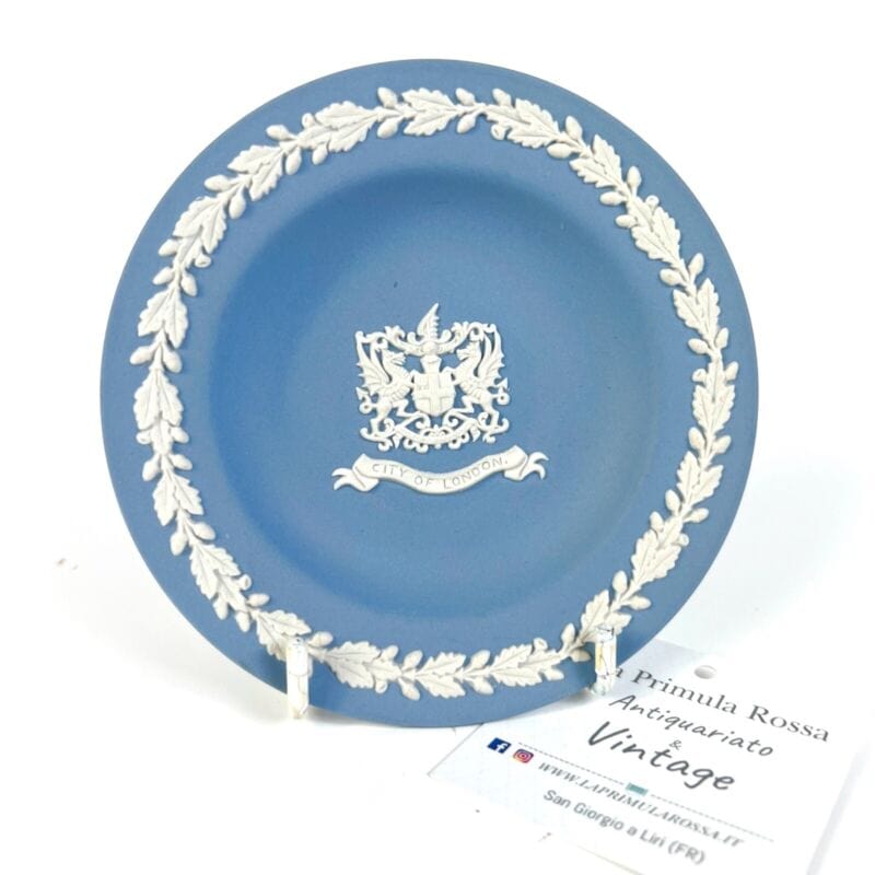 Piattino in porcellana Inglese Wedgwood Celeste Azzurro Vintage Città di Londra Ceramiche e Porcellane
