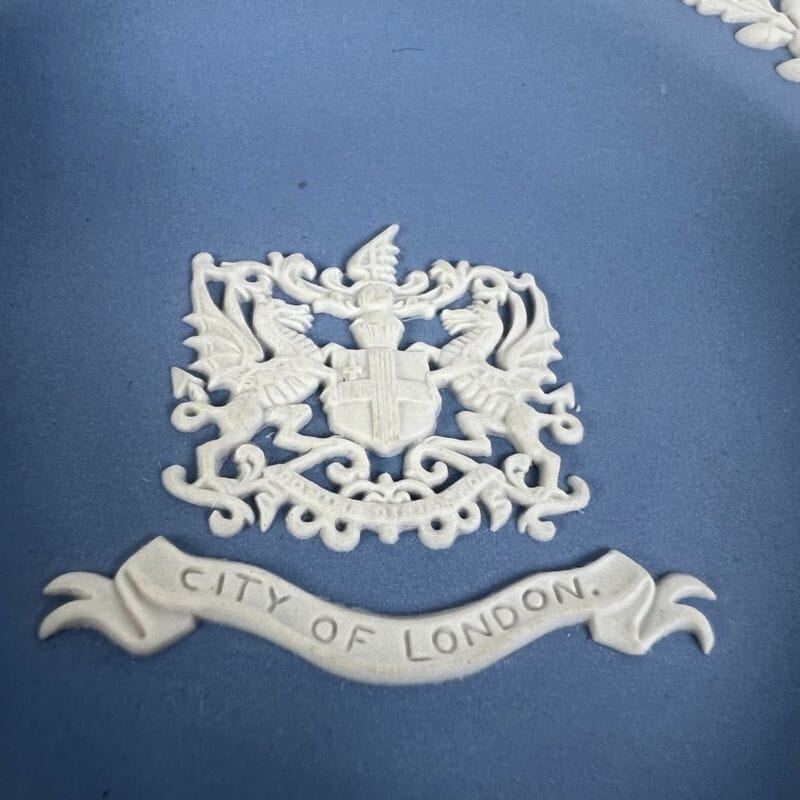 Piattino in porcellana Inglese Wedgwood Celeste Azzurro Vintage Città di Londra Ceramiche e Porcellane