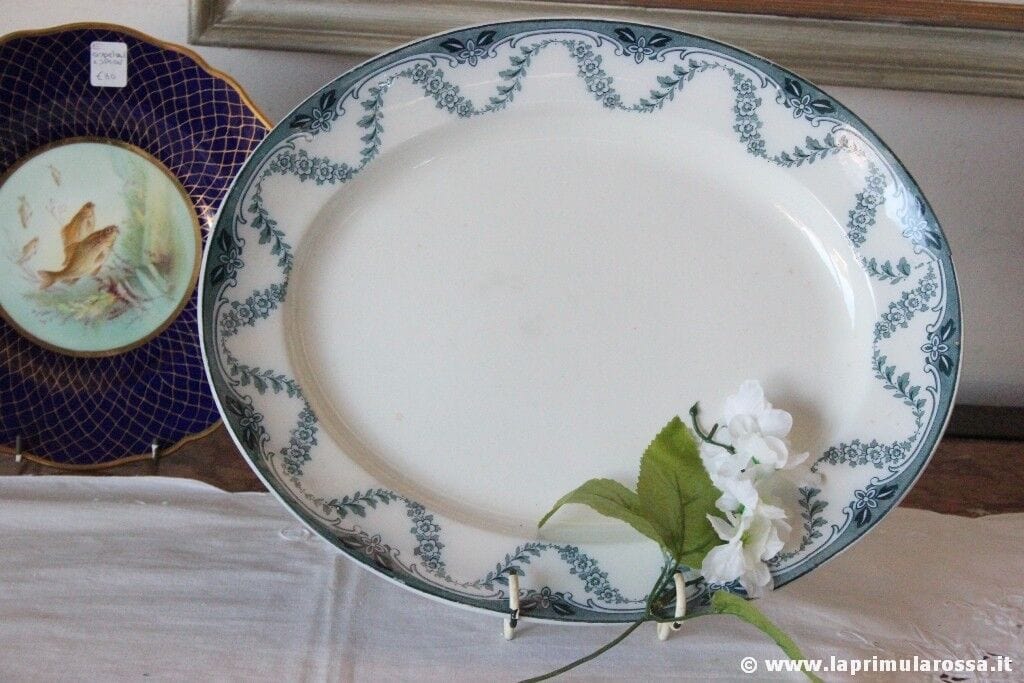 PIATTO ANTICO DA PORTATA IN CERAMICA VASSOIO OVALE INGLESE EPOCA 800 MEAT PLATE Ceramiche e Porcellane