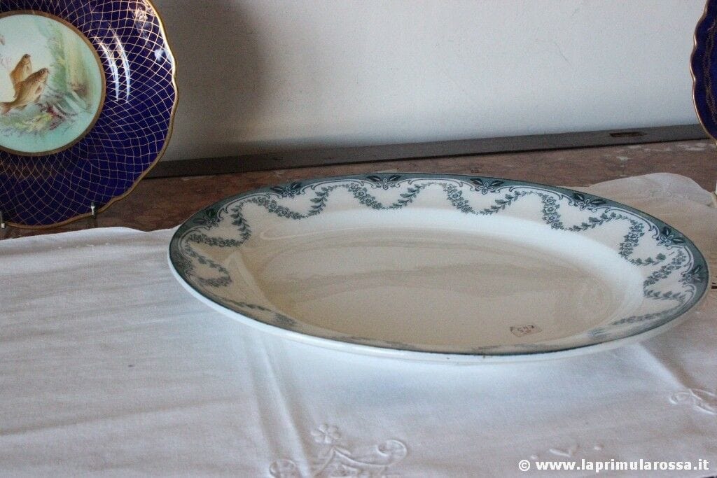 PIATTO ANTICO DA PORTATA IN CERAMICA VASSOIO OVALE INGLESE EPOCA 800 MEAT PLATE Ceramiche e Porcellane
