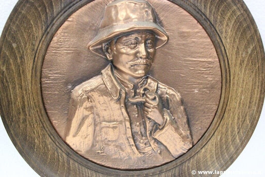 PIATTO D'EPOCA DA PARETE IN LEGNO E RAME 31 cm - VINTAGE WOOD AND COPPER PLATE Ottone