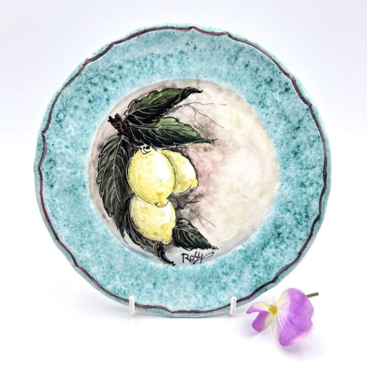 Piatto decorativo in ceramica vintage dipinto a mano da muro limoni vietri Ceramiche e Porcellane