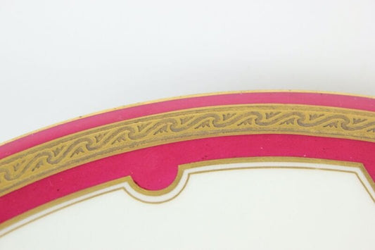 Piatto decorativo vintage in porcellana stile antico con fiori colorati e oro Ceramiche e Porcellane