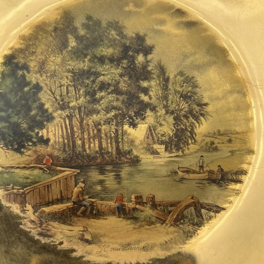 Piatto vintage decorativo in porcellana Bavaria oro zecchino da collezione Art 1 Ceramiche e Porcellane