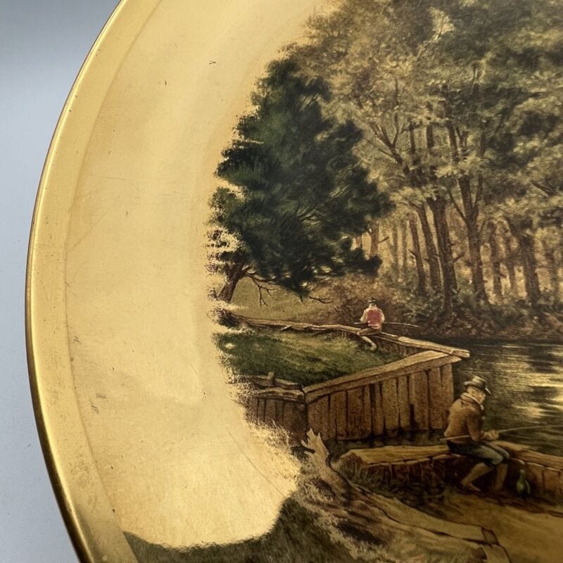 Piatto vintage decorativo in porcellana Bavaria oro zecchino da collezione Art 1 Ceramiche e Porcellane