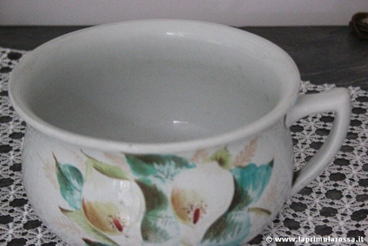 PITALE ANTICO IN CERAMICA DECORO FIORI VASO DA NOTTE Ceramiche e Porcellane