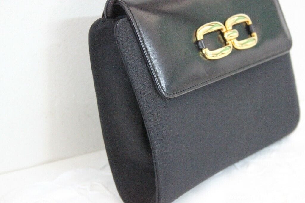 POCHETTE VINTAGE CARBOTTI PELLE E TESSUTO DESIGNER VINTAGE CLUTCH MADE IN ITALY Borse Scialli & Foulard
