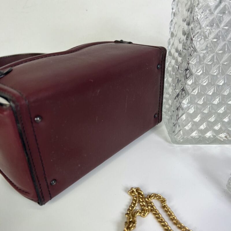Porta bottiglie Liquore Vintage Whisky e Cognac Decanter Tantalus in Pelle Vetro Sheffield & Argento