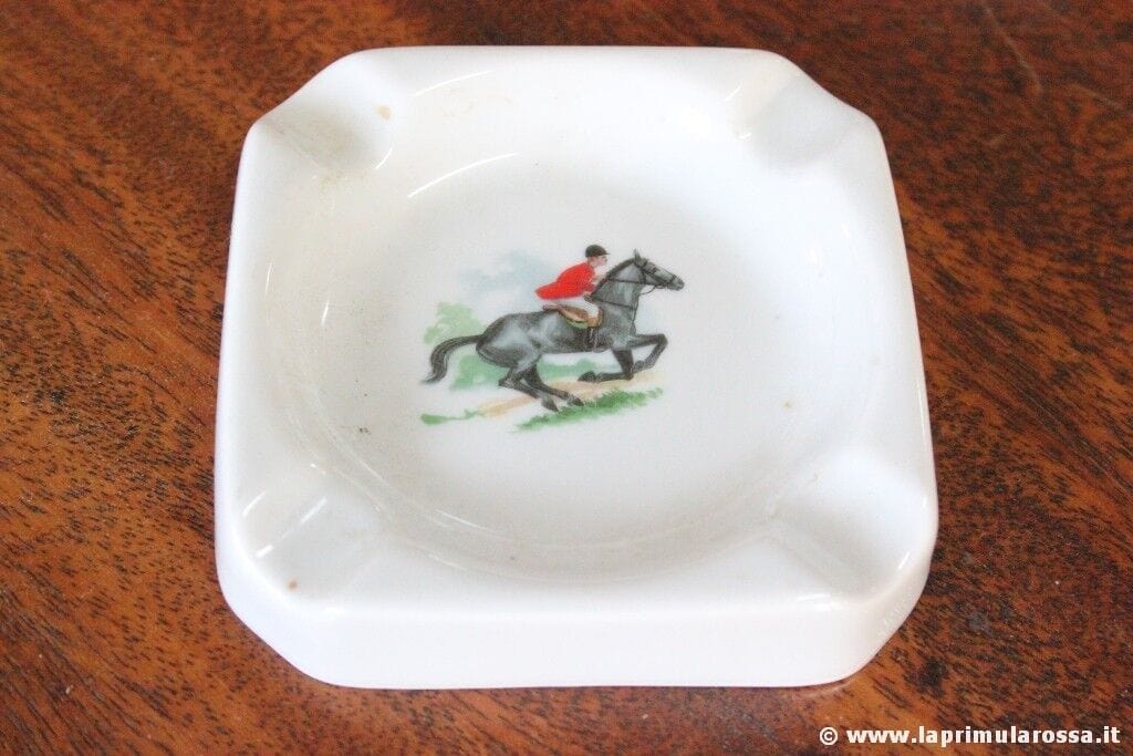 PORTACENERE D'EPOCA IN PORCELLANA LIMOGES CON CAVALLO - VINTAGE FRENCH ASHTRAY Oggetti per fumatori
