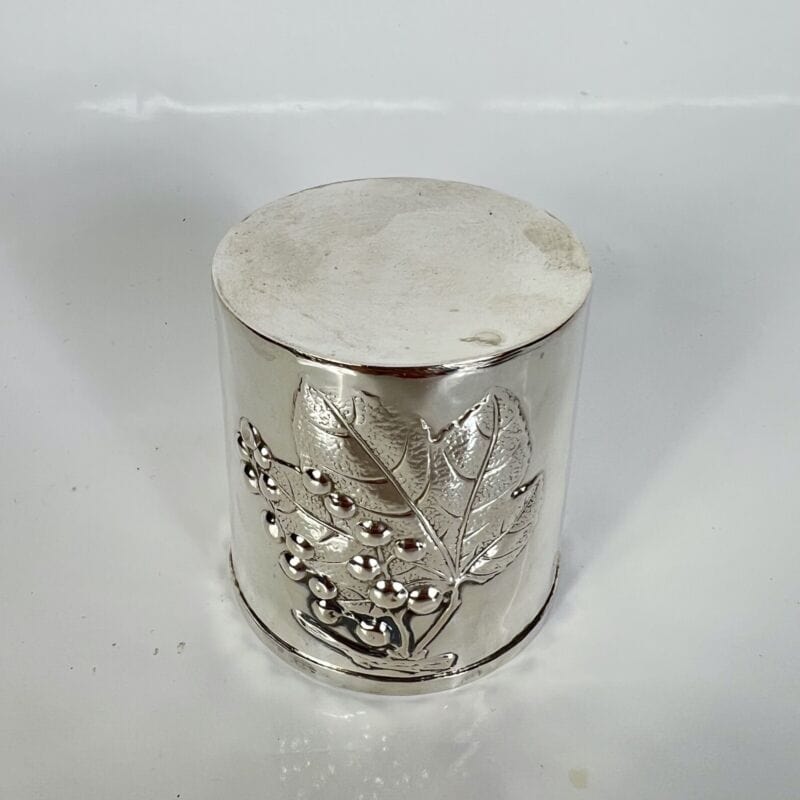 Portapenne da Scrivania vintage in Argento 800 stile antico bicchiere Uva Foglie Sheffield & Argento