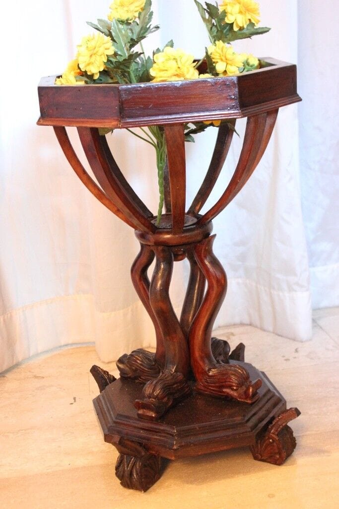 PORTAPIANTA IN LEGNO A CESTELLO H 69cm - PORTAVASO A DOGHE EPOCA '800 FIORIERIA Arredamento