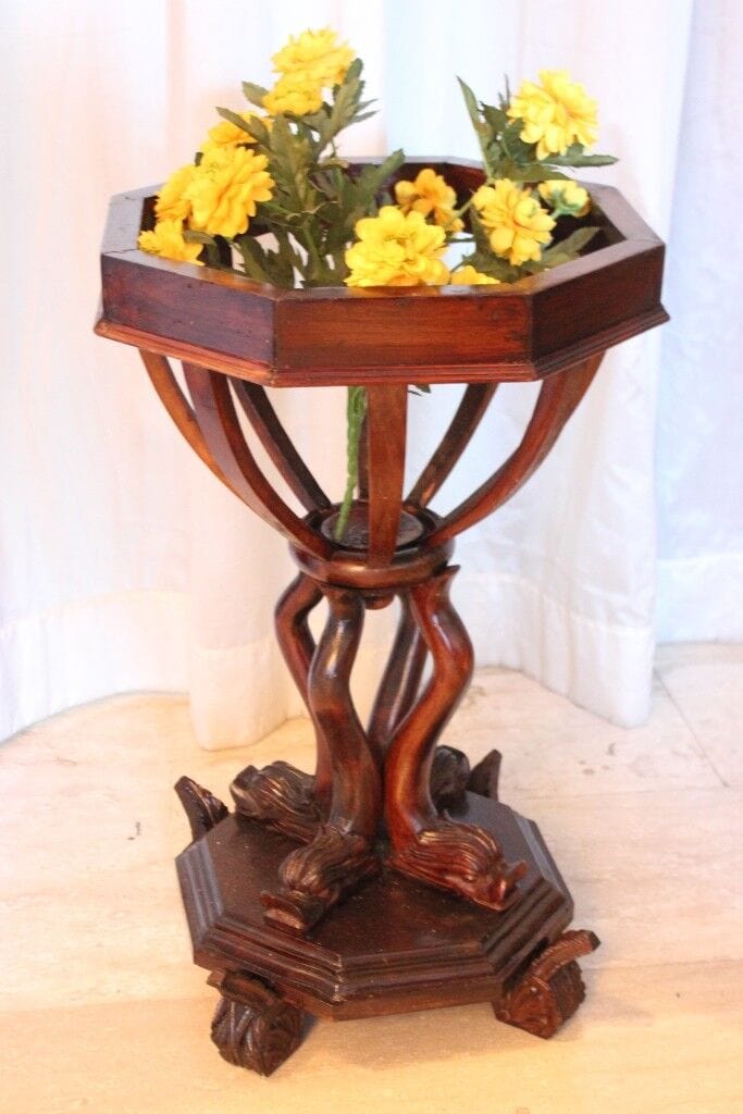 PORTAPIANTA IN LEGNO A CESTELLO H 69cm - PORTAVASO A DOGHE EPOCA '800 FIORIERIA Arredamento