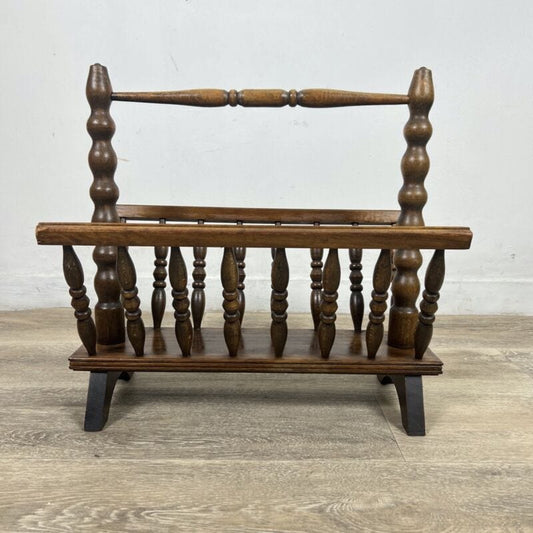Portariviste vintage anni 70 in legno da terra antico porta giornali stile retrò Complementi d'arredo