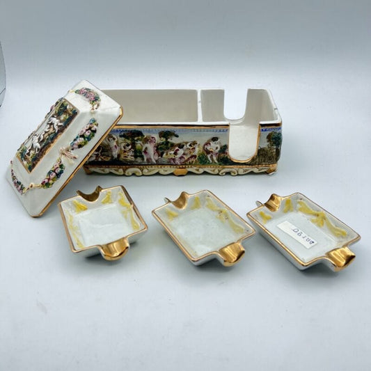 Portasigarette Porta sigarette in ceramica Capodimonte Antica scatola posacenere Oggetti per fumatori