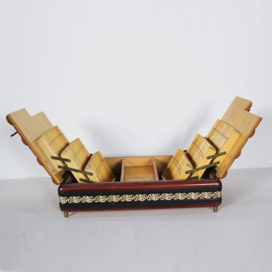 Portasigarette Vintage in legno scatola con carillon d'epoca anni 50 da tavolo Oggetti per fumatori