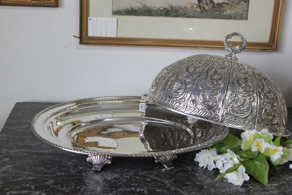 PORTAVIVANDE IN SHEFFIELD h 30 VIVANDIERA IN SILVER PLATE DOME CUPOLA Kg 3,100 Silver plated sheffield style