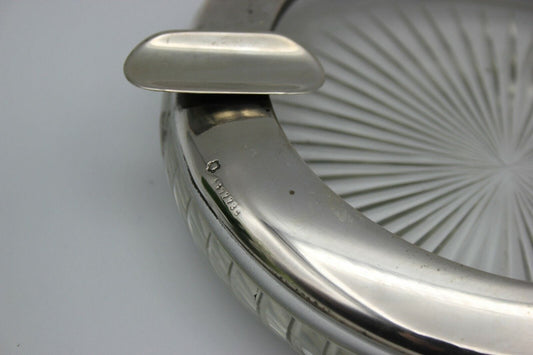 Posacenere antico per sigaro in vetro e argento portacenere cigar silver ashtray Sheffield & Argento