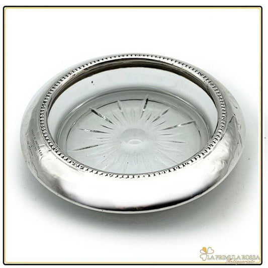 Posacenere Vintage in argento e vetro portacenere antico Silver Sottobicchiere s Sheffield & Argento