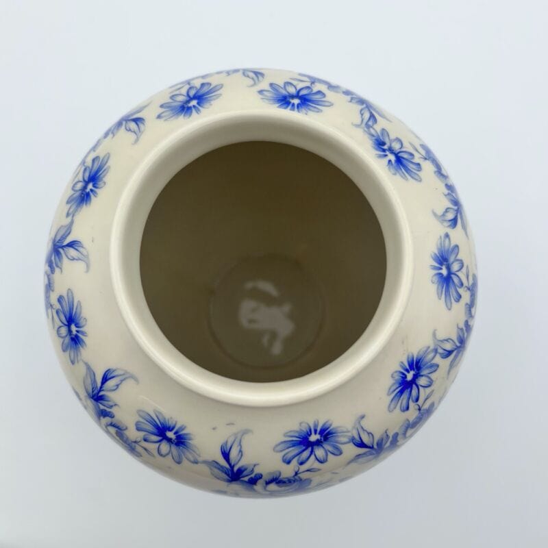 Potiche d'epoca in porcellana Bavaria vaso vintage decoro con rose e fiori blu Ceramiche e Porcellane
