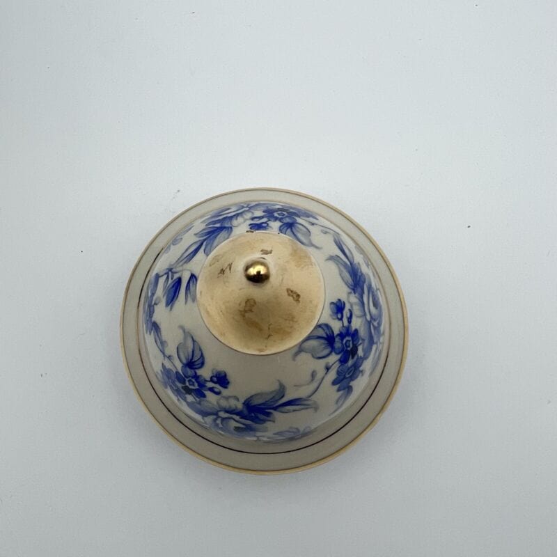 Potiche d'epoca in porcellana Bavaria vaso vintage decoro con rose e fiori blu Ceramiche e Porcellane