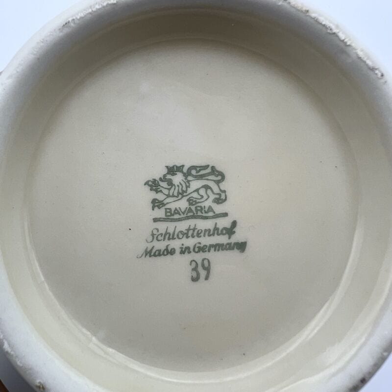 Potiche d'epoca in porcellana Bavaria vaso vintage decoro con rose e fiori blu Ceramiche e Porcellane